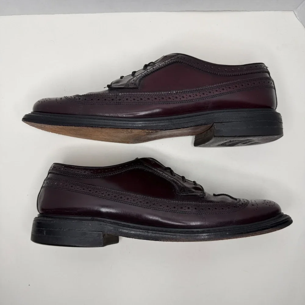 Biltrite Imperial Longwing Derby Mens 10 D Burgundy Leather Brogue Wingtip USA